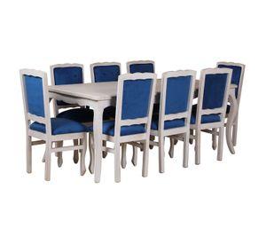 Comedor 8 Sillas Normando 100x200 respaldo tapizado Azul