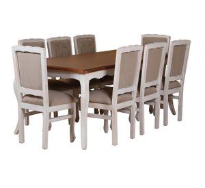 Comedor 8 Sillas Normando cubierta miel 100x200 tapizado Beige