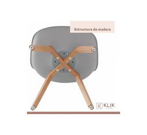 Comedor mesa Eames redonda negra 80cms + 4 sillas Tulip gris
