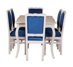 Comedor 6 Sillas Normando 90x160 respaldo Tapizado Azul
