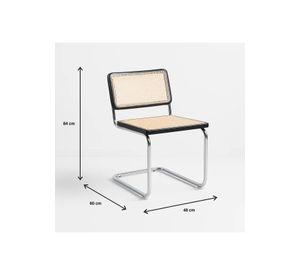 Pack de 2 Sillas Breuer Madera y Rattan - Negras