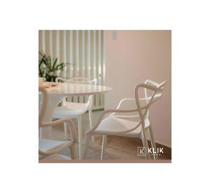 Comedor Mesa Tulip Blanca 80cm - 4 Sillas Master blancas