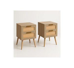 Pack de 2 Veladores Eames Mesh Doble 40x55 - Madera Oscura Walnut
