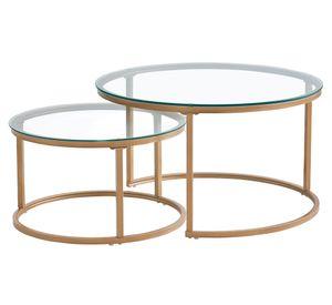Juego mesa de centro redonda Gold 45/35x80/60 cm dorado