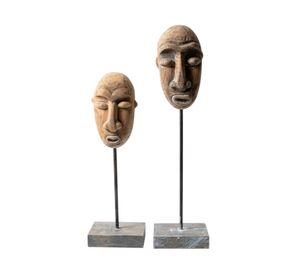 Adorno mascaras Dobles 12x12x49 cm natural