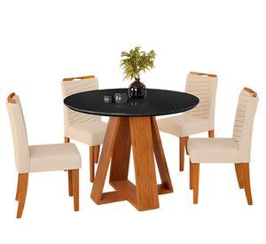 Juegos comedor 4 sillas Celeste Julia negro/beige/café 80x103.5x103.5 cm