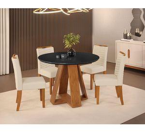 Juegos comedor 4 sillas Celeste Julia negro/beige/café 80x103.5x103.5 cm