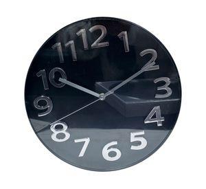 RELOJ PARED NEGRO CON PLEATEADO 30CM