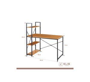 Escritorio Industrial Home Office con Repisas Oslo - Madera Clara
