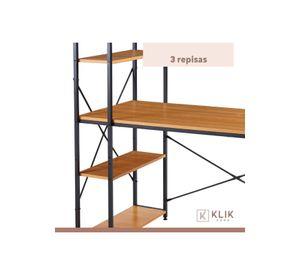 Escritorio Industrial Home Office con Repisas Oslo - Madera Clara