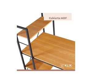 Escritorio Industrial Home Office con Repisas Oslo - Madera Clara