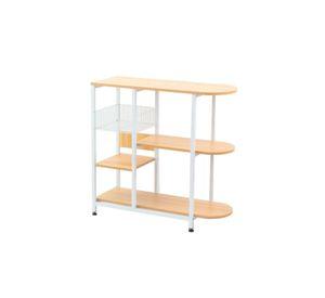 Mesa lateral para cocina de organización 3 niveles madera clara - Blanca