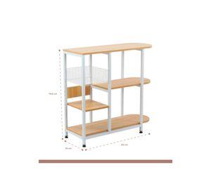 Mesa lateral para cocina de organización 3 niveles madera clara - Blanca