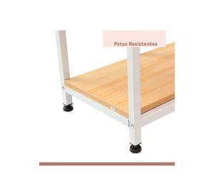 Mesa lateral para cocina de organización 3 niveles madera clara - Blanca