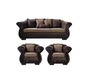 Living Con Resorte Estructural 6 Cuerpos 4+1+1 Grand Búfalo Lino Rústico Versión PREMIUM