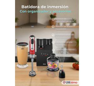 Batidora de inmersión Oster® roja con organizador + accesorios