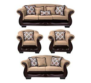 Living Con Resorte Estructural 9 Cuerpos Búfalo 4+3+1+1 Chenille+PU