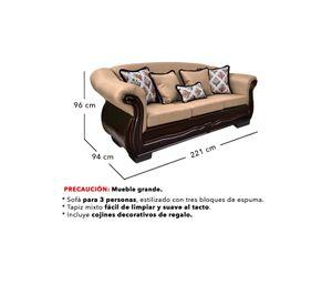 Living Con Resorte Estructural 9 Cuerpos Búfalo 4+3+1+1 Chenille+PU