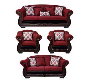 Living Con Resorte Estructural 9 Cuerpos Búfalo 4+3+1+1 Chenille+PU