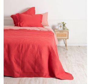 Set Quilt + Sabana Estampada 2 P Coral