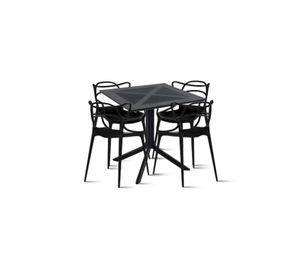 Mesa restaurant 80x80 Polipropileno + 4 Sillas Master Negras