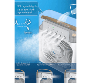 CLIMATIZADOR PORTÁTIL FRÍO 4 EN 1 VENTILADOR HUMIFICADOR ENFRIADOR LAMPARA&nbsp;LED&nbsp;220V&nbsp;USB