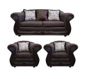 Living Con Resorte Estructural 5 Cuerpos 3+1+1 Grand Búfalo Chocolate Rayado Versión PREMIUM