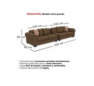 Sofá Seccional 5 Cuerpos XL Con Resorte Estructural Grandón Chenille