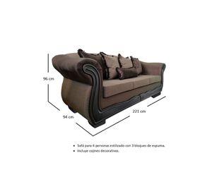 Living Con Resorte Estructural 6 Cuerpos 4+1+1 Grand Búfalo Lino Rústico Beige