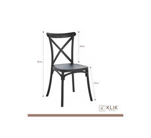 Mesa restaurant 80x80 Polipropileno + 4 Sillas Crossback Danubio - Negra