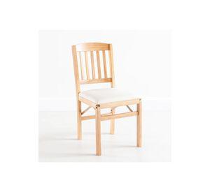 Silla Moderna Plegable de Madera Clara con Tapizado Neutro
