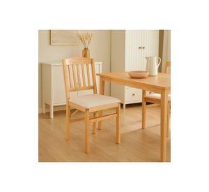 Silla Moderna Plegable de Madera Clara con Tapizado Neutro