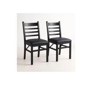 Pack de 2 Sillas Industrial Plegable con Marco Negro y Tapizado Sintético
