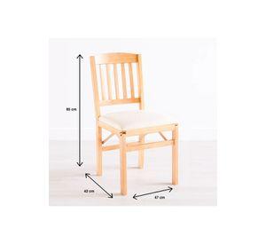 Pack de 2 Sillas Moderna Plegable de Madera Clara con Tapizado Neutro