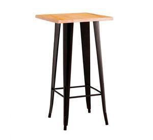 MESA DE BAR TOLIX 60X60 CUBIERTA DE MADERA