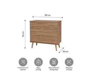 Cómoda Cajonera Camden Relan Estilo Retro Con 3 Cajones de Varillas