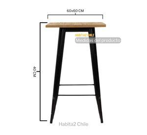 MESA DE BAR TOLIX 60X60 CUBIERTA DE MADERA