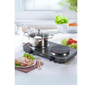 Cocina Eléctrica 2 Platos Cocinilla 2000W de Potencia Encimera Portátil