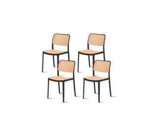 Pack de 4 Sillas de Terraza Enrejadas - Negras