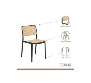Pack de 4 Sillas de Terraza Enrejadas - Negras