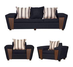 JUEGO DE LIVING 3-1-1 CRETA NEGRO LINO
