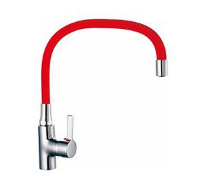 LLAVE MONOMANDO TAUMM LAVAPLATO CUELLO FLEXIBLE ROJO