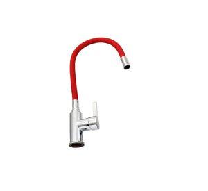 LLAVE MONOMANDO TAUMM LAVAPLATO CUELLO FLEXIBLE ROJO
