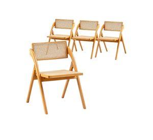 PACK 4 SILLAS PLEGABLE DE RATTAN Y MADERA BELLY