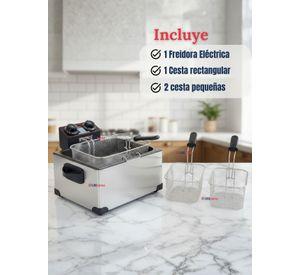 Freidora Aceite Eléctrica Capacidad 5 Litros 2000W potencia de Acero Inoxidable
