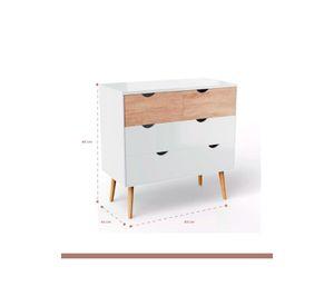 Cómoda 6 cajones blanca madera MDF