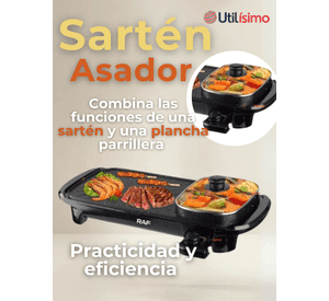 Plancha Parrillera Asador Eléctrico 2 en 1 Churrasquera Hogar