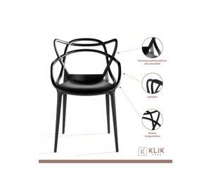 Comedor Terraza - 2 Sillas Master Negras y Mesa Eames de Vidrio 80cm