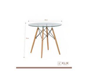 Comedor Terraza - 2 Sillas Master Negras y Mesa Eames de Vidrio 80cm