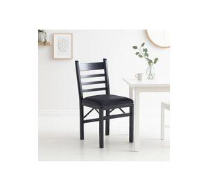 Silla Industrial Plegable con Marco Negro y Tapizado Sintético